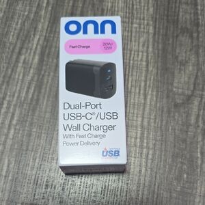 onn 20W Dual USB-C/USB-A Port Wall Charger, Fast Charging